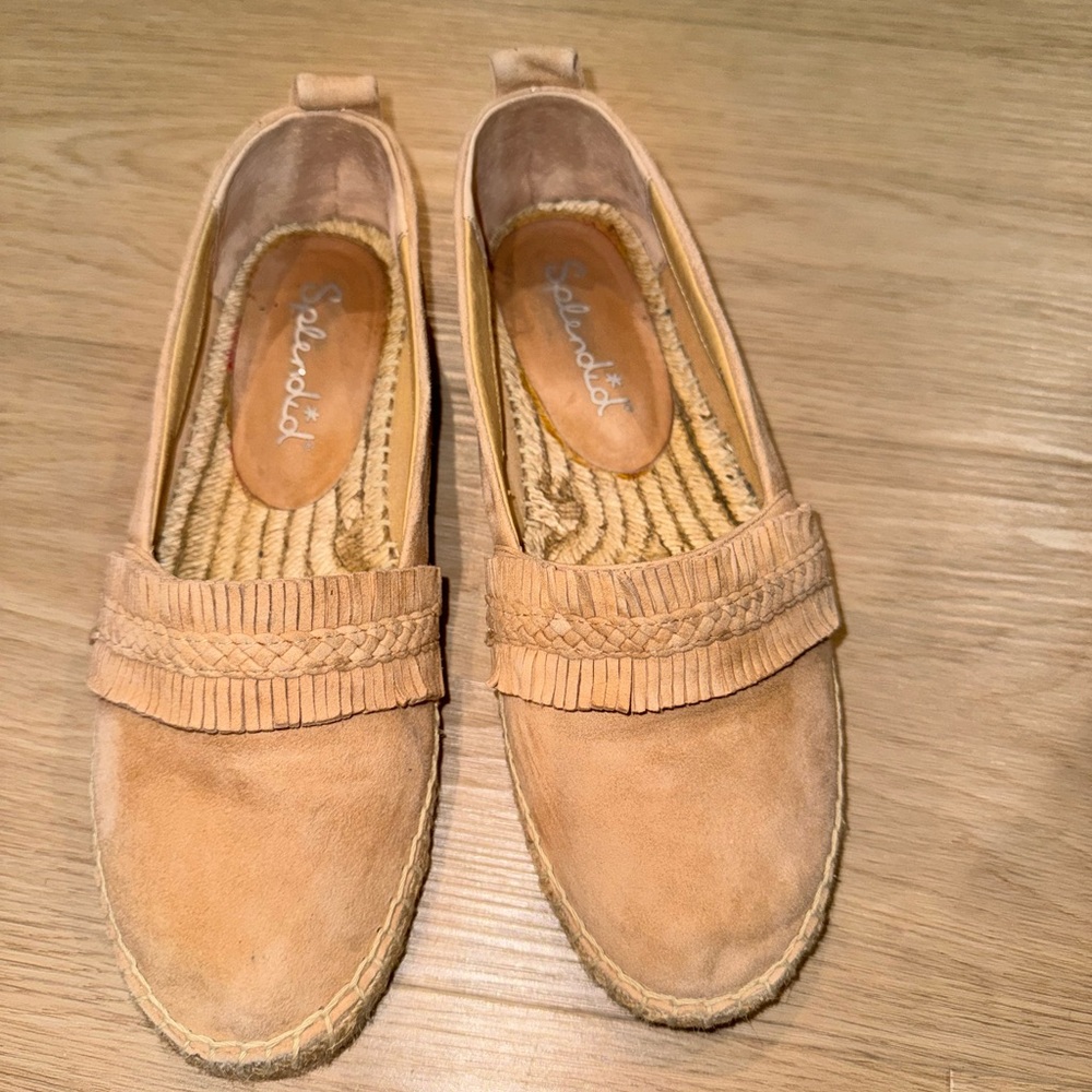 Splendid, suede fringe tan espadrilles. Size 8
